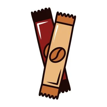 Instant coffee sachet icon with single serve beverage packets for cafe Stock Illustration