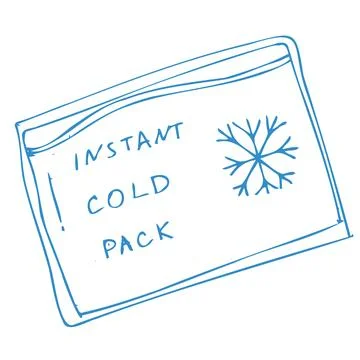 Instant cold pack doodle icon, medical first aid vector element Illustrazione stock