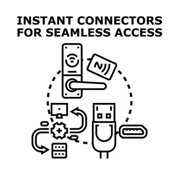 Instant connectors providing seamless access and data transfer Stock Illustration