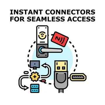 Instant connectors providing seamless access and data transfer Stock Illustration