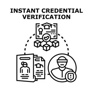 Instant credential verification system using distributed ledger technology Stock Illustration