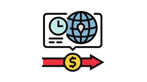 Instant cross border payments fintech color icon animation Stock Footage 326116292