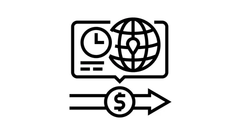 Instant cross border payments fintech line icon animation Stock Footage 326123606