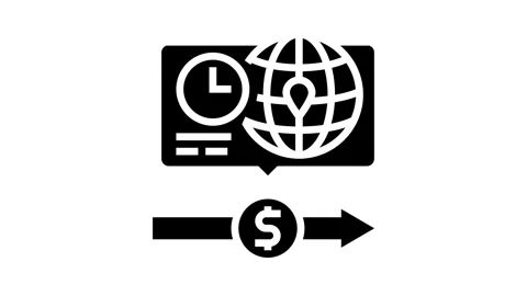 Instant cross border payments fintech glyph icon animation Stock Footage 326142731