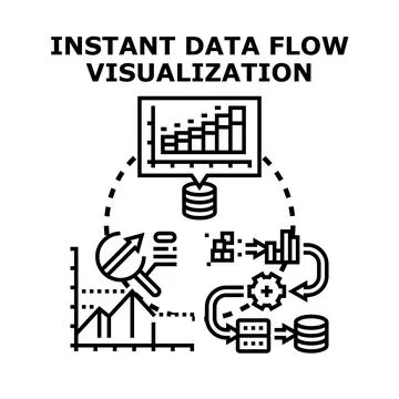 Instant data flow visualization analyzing real time information Stock Illustration