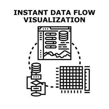 Instant data flow visualization displaying processing and analytics Stockillustratie