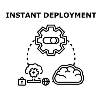 Instant deployment concept with cloud computing technology Illustrazione stock
