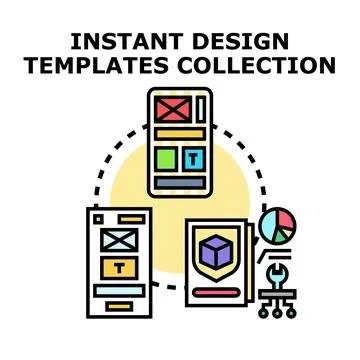 Instant design templates collection developing mobile app layouts Stock Illustration