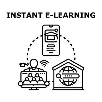 Instant e learning concept with online education platform Stock Illustration