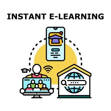 Instant e learning concept with online education platform 스톡 일러스트