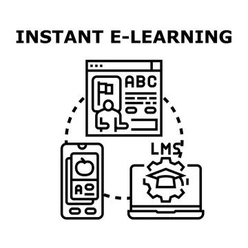 Instant e learning concept with virtual education system Stock Illustration