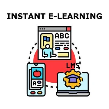 Instant e learning concept with virtual education system イラスト素材