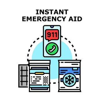 Instant emergency aid service calling mobile support Stock Illustration