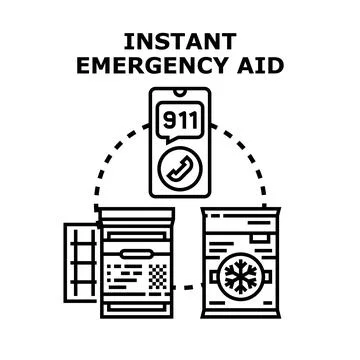 Instant emergency aid service calling mobile support Stock Illustration
