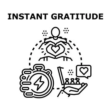Instant gratitude concept receiving fast appreciation and thankfulness Stock Illustration