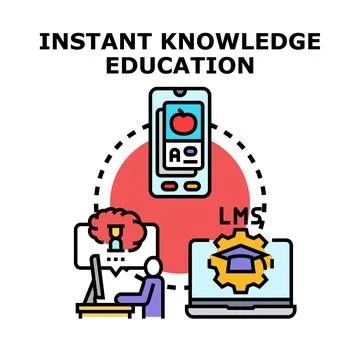Instant knowledge education concept accessing online learning Stockillustratie