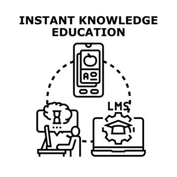 Instant knowledge education concept accessing online learning Stock Illustration