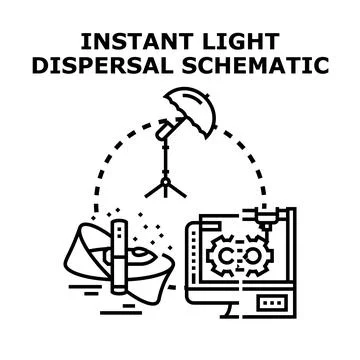 Instant light dispersal schematic concept vector Stock Illustration