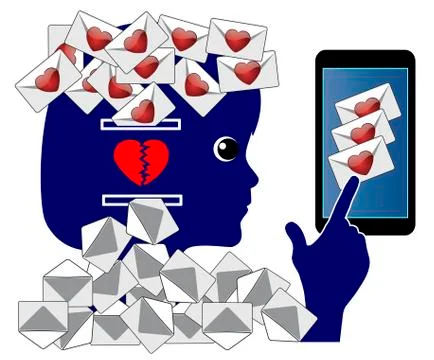 Instant Messaging Addiciton of Kid Stock-Illustration