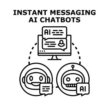 Instant messaging ai chatbots communicating online with technology Illustrazione stock
