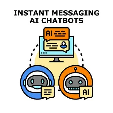 Instant messaging ai chatbots communicating online with technology Stockillustratie
