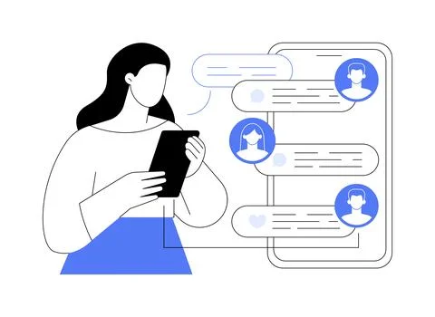 Instant messaging app isolated cartoon vector illustrations. Ilustración de archivo