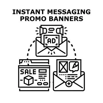 Instant messaging promotion banners concept illustration Stock Illustration