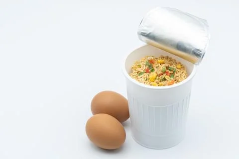 Instant noodle with egg Stock Photos