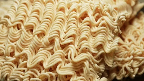 Instant noodle macro shot close up rotation. Ramen noodle for quick soup. F.. Video stock 271095208