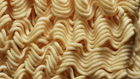 Instant noodle macro shot close up rotation. Ramen noodle for quick soup. F.. Video stock 271095209
