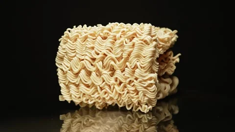 Instant noodle macro shot close up rotation. Ramen noodle for quick soup. F.. Video stock 271095210