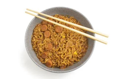 Instant noodle on white background Stock Photos