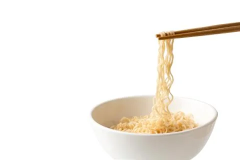Instant Noodles in ceramic bowl with chopsticks. Instant Noodles in ceramic b Stock Photos
