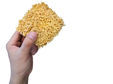 Instant noodles in hand Stock Photos