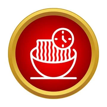 Instant noodles preparation time flat line icon design Stock Illustration
