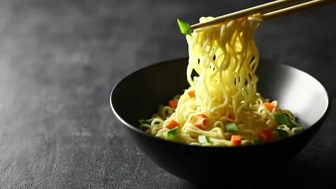 Instant noodles with vegetables Stock Footage 218382932