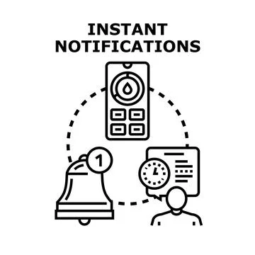 Instant notifications mobile app alert system Illustrazione stock