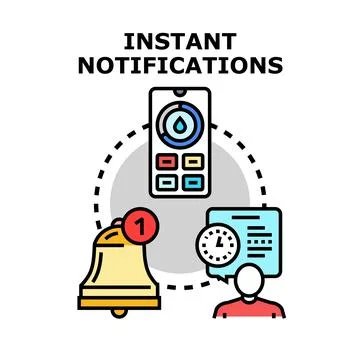 Instant notifications mobile app alert system Stock Illustration