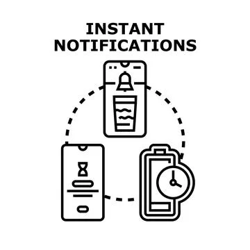 Instant notifications mobile app delivering timely updates Stock Illustration