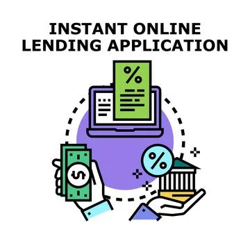 Instant online lending application process financial concept Stock Illustration
