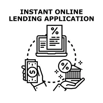 Instant online lending application process financial concept Stock Illustration