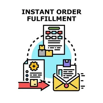 Instant order fulfillment process logistics and distribution Stock Illustration