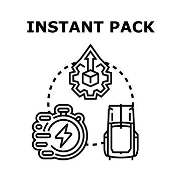 Instant pack concept for quick delivery and fast service Stockillustratie