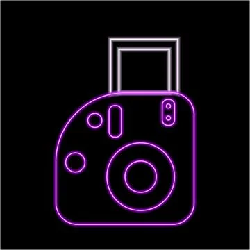 Instant photo camera in neon effect イラスト素材