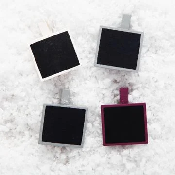 Instant photo frames on snow Stock Photos