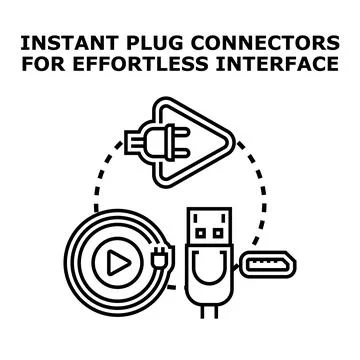 Instant plug connectors for effortless interface concept illustration 스톡 일러스트