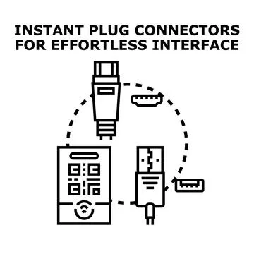 Instant plug connectors effortless interface concept illustration Stock Illustration