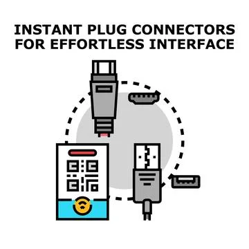 Instant plug connectors effortless interface concept illustration Stock Illustration