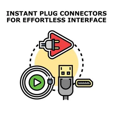 Instant plug connectors for effortless interface concept illustration Stock Illustration