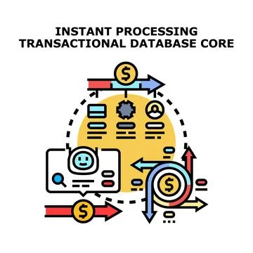 Instant processing transactional database core system vector Stock Illustration